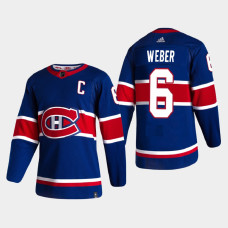 Men's Montreal Canadiens Shea Weber #6 2021 Season Reverse Retro Authentic Special Edition Blue Jersey