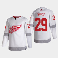 Men's Detroit Red Wings Thomas Greiss #29 2021 Season Reverse Retro Authentic White Jersey