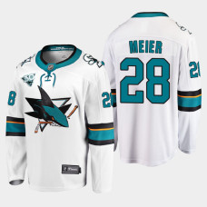 Men San Jose Sharks Timo Meier #28 2021 Season Reverse Retro 30th Anniversary White Jersey