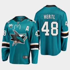 Men San Jose Sharks Tomas Hertl #48 2021 Season Reverse Retro 30th Anniversary Home Teal Jersey