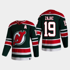 Men's New Jersey Devils Travis Zajac #19 2021 Season Reverse Retro Authentic Special Edition Green Jersey