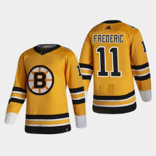 Men's Boston Bruins Trent Frederic #11 2021 Season Reverse Retro Authentic Pro Special Edition Gold Jersey