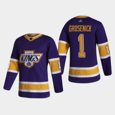 Men's Los Angeles Kings Troy Grosenick #1 2021 Season Reverse Retro Authentic Special Edition Purple Jersey