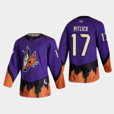 Men's Arizona Coyotes Tyler Pitlick #17 2021 Season Reverse Retro Authentic Special Edition Purple Jersey