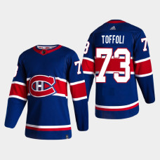 Men's Montreal Canadiens Tyler Toffoli #73 2021 Season Reverse Retro Authentic Special Edition Blue Jersey