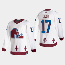 Men's Colorado Avalanche Tyson Jost #17 2021 Season Reverse Retro Authentic Special Edition White Jersey