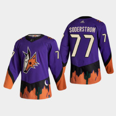 Men's Arizona Coyotes Victor Soderstrom #77 2021 Season Reverse Retro Authentic Purple Jersey