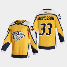 Men Nashville Predators Viktor Arvidsson #33 2021 Season Reverse Retro Special Edition Authentic Gold Jersey