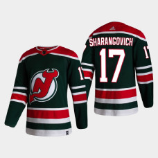 Men's New Jersey Devils Yegor Sharangovich #17 2021 Season Reverse Retro Authentic Special Edition Green Jersey