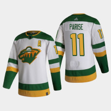 Men's Minnesota Wild Zach Parise #11 2021 Season Reverse Retro Authentic White Jersey