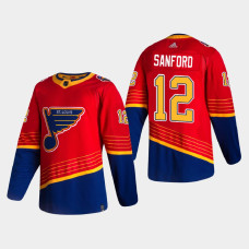 Men's St. Louis Blues Zach Sanford #12 2021 Season Reverse Retro Authentic Pro Special Edition Red Jersey