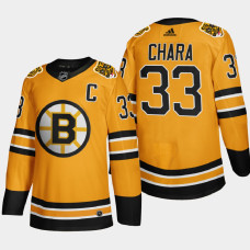 Men Boston Bruins Zdeno Chara #33 2021 Season Reverse Retro Authentic Gold Jersey