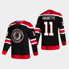 Men's Chicago Blackhawks Adam Gaudette #11 2021 Season Reverse Retro Authentic Black Jersey