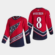 Men's Washington Capitals Alexander Ovechkin #8 2021 Season Reverse Retro Authentic Red Jersey