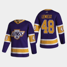 Men's Los Angeles Kings Brendan Lemieux #48 2021 Season Reverse Retro Authentic Purple Jersey