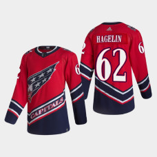 Men's Washington Capitals Carl Hagelin #62 2021 Season Reverse Retro Authentic Red Jersey