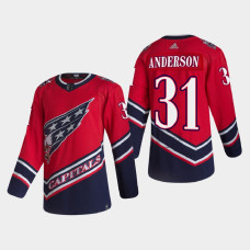 Men's Washington Capitals Craig Anderson #31 2021 Season Reverse Retro Authentic Red Jersey