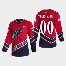 Men's Washington Capitals Custom #00 2021 Season Reverse Retro Authentic Red Jersey