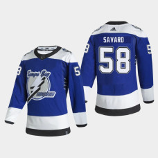 Men's Tampa Bay Lightning David Savard #58 2021 Season Reverse Retro Authentic Blue Jersey