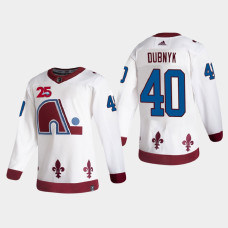 Men's Colorado Avalanche Devan Dubnyk #40 2021 Season Reverse Retro Authentic White Jersey