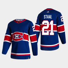 Men's Montreal Canadiens Eric Staal #21 2021 Season Reverse Retro Authentic Blue Jersey