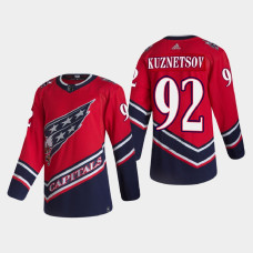 Men's Washington Capitals Evgeny Kuznetsov #92 2021 Season Reverse Retro Authentic Red Jersey