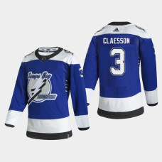 Men's Tampa Bay Lightning Fredrik Claesson #3 2021 Season Reverse Retro Authentic Blue Jersey