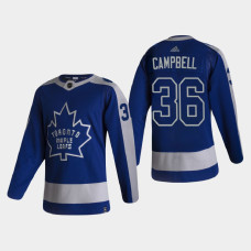 Men's Toronto Maple Leafs Jack Campbell #36 2021 Season Reverse Retro Authentic Blue Jersey