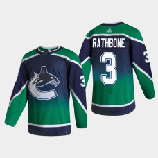 Men's Vancouver Canucks Jack Rathbone #3 2021 Season Reverse Retro Authentic Green Jersey