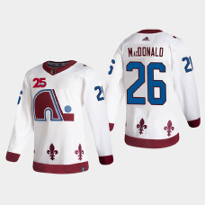 Men's Colorado Avalanche Jacob MacDonald #26 2021 Season Reverse Retro Authentic White Jersey