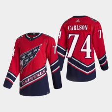 Men's Washington Capitals John Carlson #74 2021 Season Reverse Retro Authentic Red Jersey