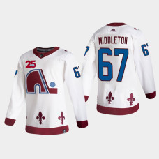 Men's Colorado Avalanche Keaton Middleton #67 2021 Season Reverse Retro Authentic White Jersey