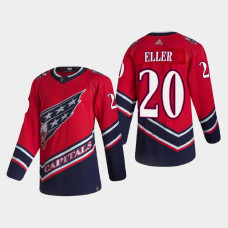 Men's Washington Capitals Lars Eller #20 2021 Season Reverse Retro Authentic Red Jersey