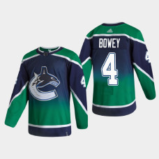 Men's Vancouver Canucks Madison Bowey #4 2021 Season Reverse Retro Authentic Green Jersey