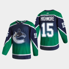 Men's Vancouver Canucks Matthew Highmore #15 2021 Season Reverse Retro Authentic Green Jersey