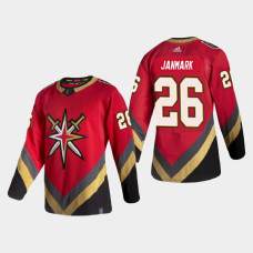 Men's Vegas Golden Knights Mattias Janmark #26 Season Reverse Retro Authentic Red Jersey With 2023 Stanley Cup Patch