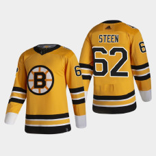 Men's Boston Bruins Oskar Steen #62 2021 Season Reverse Retro Authentic gold Jersey