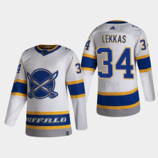 Men's Buffalo Sabres Stefanos Lekkas #34 2021 Season Reverse Retro Authentic White Jersey