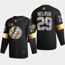 New York Islanders Brock Nelson #29 Golden Diamond Black 2022-23 Jersey 50th Anniversary