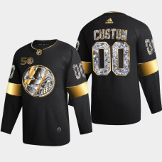 New York Islanders Custom #00 Golden Diamond Black 2022-23 Jersey 50th Anniversary