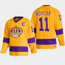 Los Angeles Kings Anze Kopitar #11 Team Classics Gold 2022 Jersey Throwback