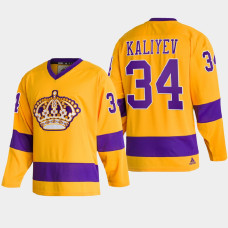 Los Angeles Kings Arthur Kaliyev #34 Team Classics Gold 2022 Jersey Throwback