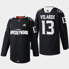 Los Angeles Kings Gabriel Vilardi #13 Hockey Wood Black 2022 Jersey Warm-Up