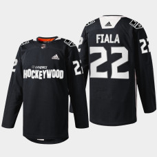 Los Angeles Kings Kevin Fiala #22 Hockey Wood Black 2022 Jersey Warm-Up