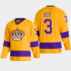 Los Angeles Kings Matt Roy #3 Team Classics Gold 2022 Jersey Throwback