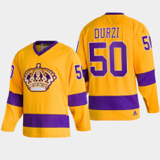 Los Angeles Kings Sean Durzi #50 Team Classics Gold 2022 Jersey Throwback