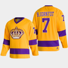 Los Angeles Kings Tobias Bjornfot #7 Team Classics Gold 2022 Jersey Throwback