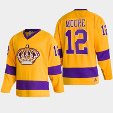 Los Angeles Kings Trevor Moore #12 Team Classics Gold 2022 Jersey Throwback