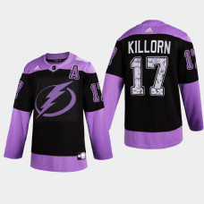 Tampa Bay Lightning Alex Killorn 2021 Hockey Fights Cancer Night Purple Jersey