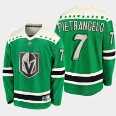 Men's Vegas Golden Knights Alex Pietrangelo #7 St. Patrick's Day Green Jersey With 2023 Stanley Cup Patch